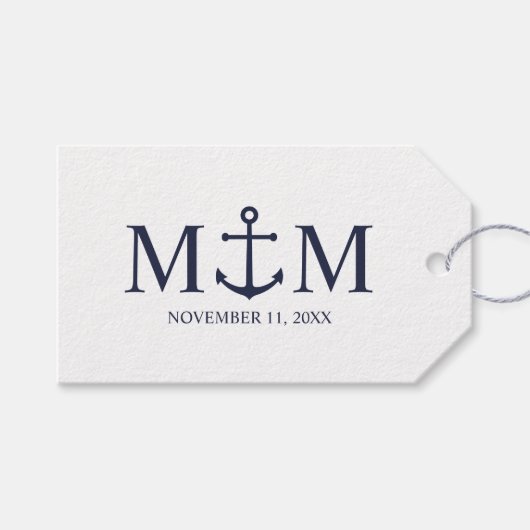 Hochzeit der Nautic Navy Geschenkanhänger (Vorderseite (Horizontal))