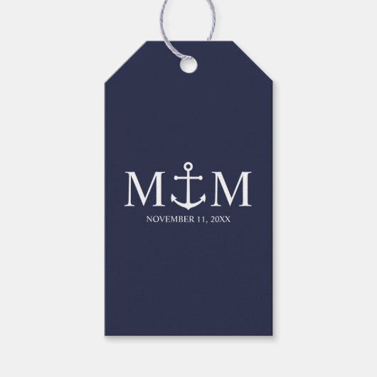Hochzeit der Nautic Navy Geschenkanhänger (Vorderseite)