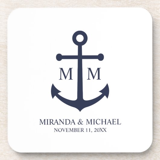 Hochzeit der Nautic Navy Getränkeuntersetzer (Vorderseite)