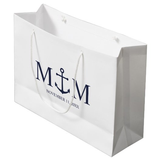 Hochzeit der Nautic Navy Große Geschenktüte (Vorderseite Schrägansicht)