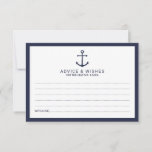 Hochzeit der Nautic Navy Hinweiskarte<br><div class="desc">Moderne Nautical Navy Blue Anchor Wedding Advice and Wishings Card mit marineblau Anker mit Titel in marineblau modernen Sans Serif Schriftart auf weißem Hintergrund mit marineblau Rahmen. Ideal für Hochzeiten,  Babydusche,  Geburtstagsparty,  Brautparty,  Junggeselinnen-Abschied und alle besondere Anlässe.</div>