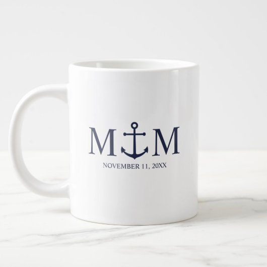 Hochzeit der Nautic Navy Jumbo-Tasse (Links)