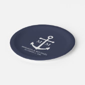 Hochzeit der Nautic Navy Pappteller (Schrägansicht)