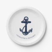 Hochzeit der Nautic Navy Pappteller (Vorderseite)