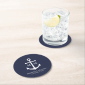 Hochzeit der Nautic Navy Runder Pappuntersetzer (Vor Ort)