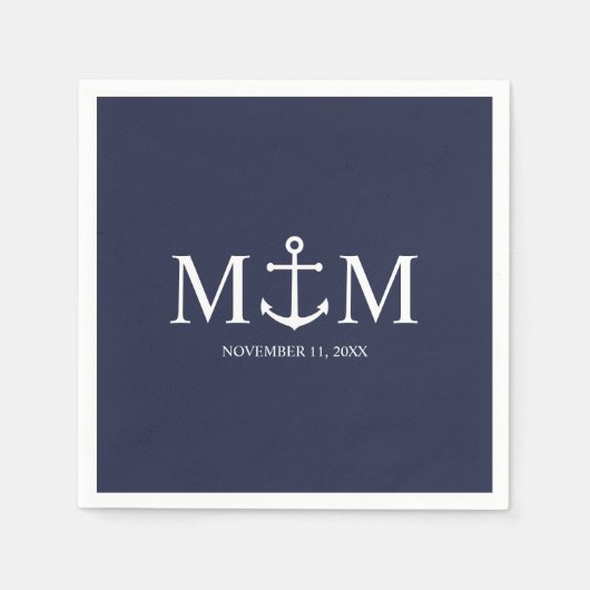 Hochzeit der Nautic Navy Serviette (Vorderseite)