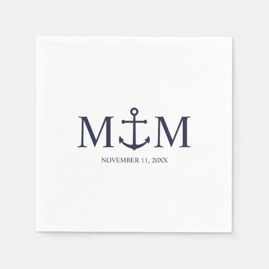 Hochzeit der Nautic Navy Serviette (Vorderseite)