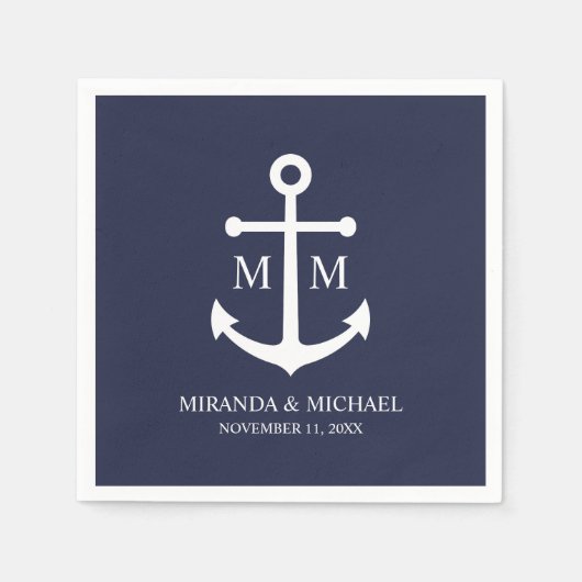 Hochzeit der Nautic Navy Serviette (Vorderseite)