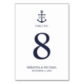 Hochzeit der Nautic Navy Tischnummer (Vorderseite)