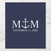 Hochzeit der Nautic Navy Weinetikett (Einzelnes Label)