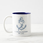 Hochzeit der Nautic Navy Zweifarbige Tasse<br><div class="desc">Eine Hochzeitsnacht in Blau. Ein perfektes Geschenk für die Neuvermählten mit einer nautischen Hochzeit. Entworfen für Sie von BlackBerry Boulevard.</div>