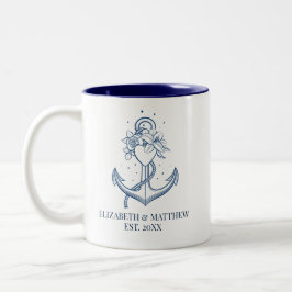 Hochzeit der Nautic Navy Zweifarbige Tasse