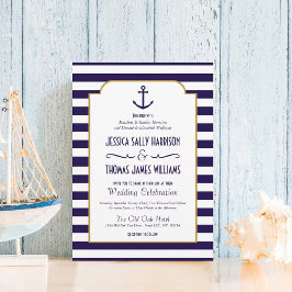 Hochzeit der Nautischen Marine und des Weißstreife Einladung