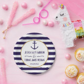 Hochzeit der Nautischen Marine und des Weißstreife Pappteller (Party)