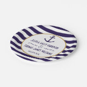 Hochzeit der Nautischen Marine und des Weißstreife Pappteller (Schrägansicht)