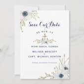 Hochzeit der nautischen Navy mit blauen Wasserfarb Save The Date (Vorderseite)
