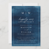 Hochzeit der Navy Blue Elegante Monogram Elopement Einladung (Vorderseite)