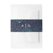 Hochzeit der Navy Blue Snowy Winter Night Monogram Einladungsbanderole (Vorderseite Beispiel)