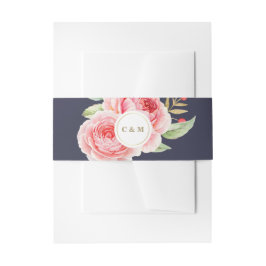 Hochzeit der Navy Blue Watercolor Berry Branch Einladungsbanderole