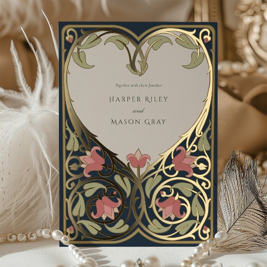 Hochzeit der Navy-Burgunder-Liebe Folieneinladung