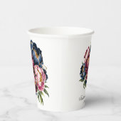 Hochzeit der Navy Burgundy Blush Pink Peony Pappbecher (Rechts)