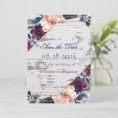Hochzeit der Navy Burgundy Blush Pink Peony Save The Date (Stehend Vorderseite)