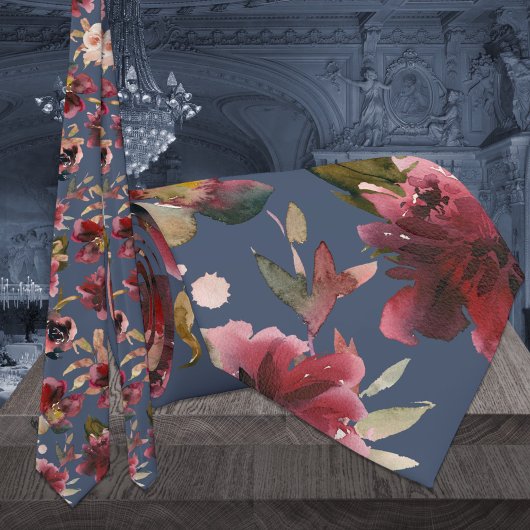 Hochzeit der Navy Burgundy Raspberry Pink Peony Krawatte