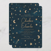 Hochzeit der Navy Celestial Gold Stars Moon Astron