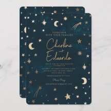 Hochzeit der Navy Celestial Gold Stars Moon Astron