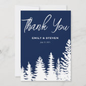 Hochzeit der Navy im Winterwald Dankeskarte (Vorderseite)