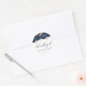 Hochzeit der Navy mit Blue & Gold Floral Runder Aufkleber (Umschlag)