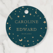 Hochzeit der Navy Mystical Gold Stars Moon Astrono Geschenkanhänger (Rückseite)