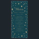 Hochzeit der Navy Mystical Gold Stars Moon Astrono Menükarte<br><div class="desc">Hochzeit der Navy Mystical Gold Stars Moon Astronomie</div>