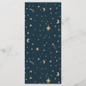 Hochzeit der Navy Mystical Gold Stars Moon Astrono Menükarte (Rückseite)
