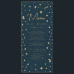 Hochzeit der Navy Mystical Gold Stars Moon Astrono Menükarte<br><div class="desc">Hochzeit der Navy Mystical Gold Stars Moon Astronomie</div>