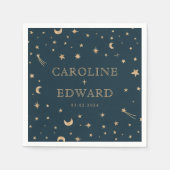 Hochzeit der Navy Mystical Gold Stars Moon Astrono Serviette (Vorderseite)