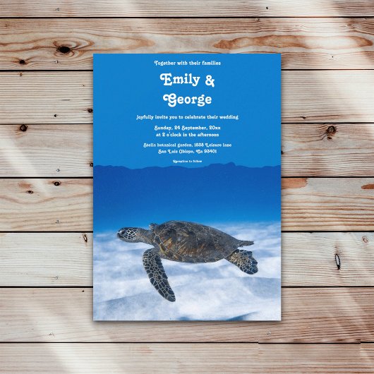 Hochzeit der Navy Underwater Aquatic Turtle Coasta Einladung