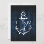 Hochzeit der Navy Wood Nautical Ship Anchor Einladung (Rückseite)
