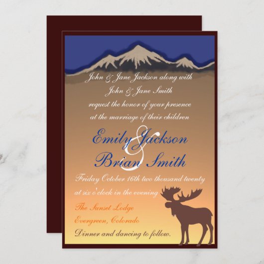 Hochzeit der Orangen Marine nach Maß Einladung (Vorne/Hinten)