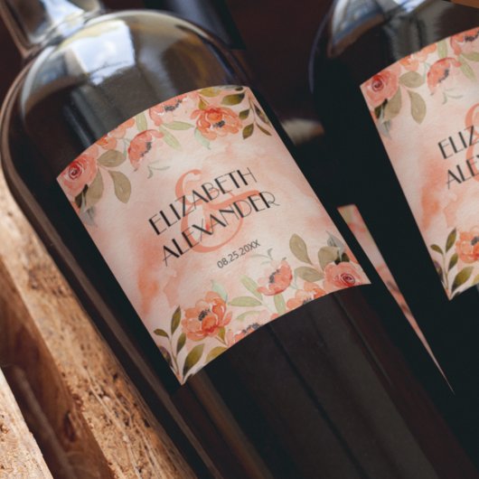 Hochzeit der Orangen Wasserfarbe Weinetikett