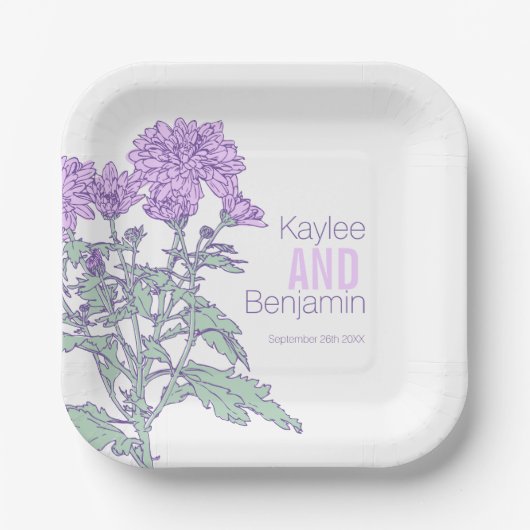 Hochzeit der Purpurblumen Pappteller (Vorderseite)