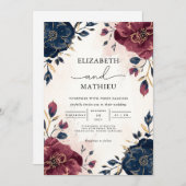 Hochzeit der reichen botanischen Blumenbrille der Einladung (Vorne/Hinten)