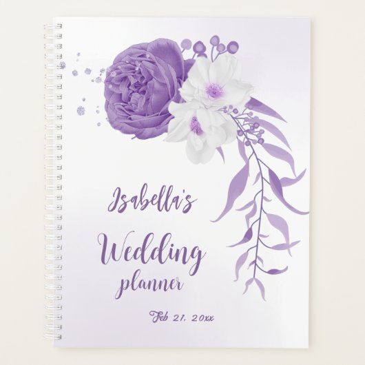 Hochzeit der romantischen violetten Blumen Planer (Vorderseite)