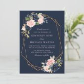 Hochzeit der rosa Blüte Einladung (Stehend Vorderseite)