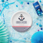 Hochzeit der rosa und marinen Nautik Pappteller (Party)