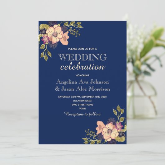 Hochzeit der Rose Einladung (Stehend Vorderseite)