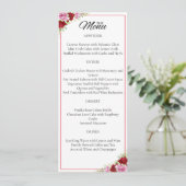 Hochzeit der Rose Floral Menükarte (Stehend Vorderseite)