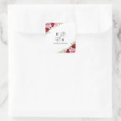 Hochzeit der Rose Floral Quadratischer Aufkleber (Tasche)