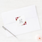 Hochzeit der Rose Floral Quadratischer Aufkleber (Umschlag)