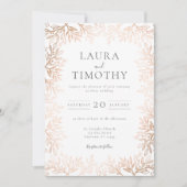Hochzeit der Rose Gold Floral Border Typografy Einladung (Vorderseite)